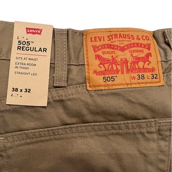 Levi’s 505 Regular Tan Straight Leg Jeans Men’s Classic Fit - Picture 3 of 5